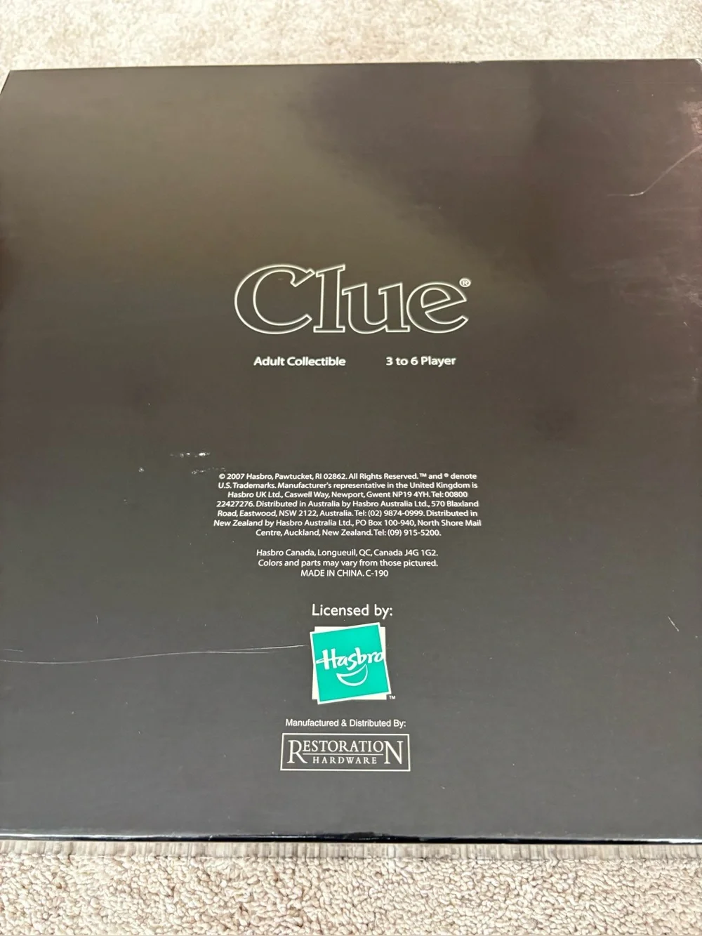 Clue Collector’s Edition Restoration Hardware Hasbro 3D Wood Board Game 2007 NIB